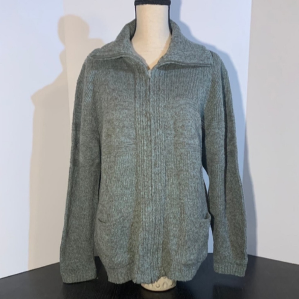 London Fog Nordic Style Ski Cardigan Sweater Aqua/Brown Men’s L